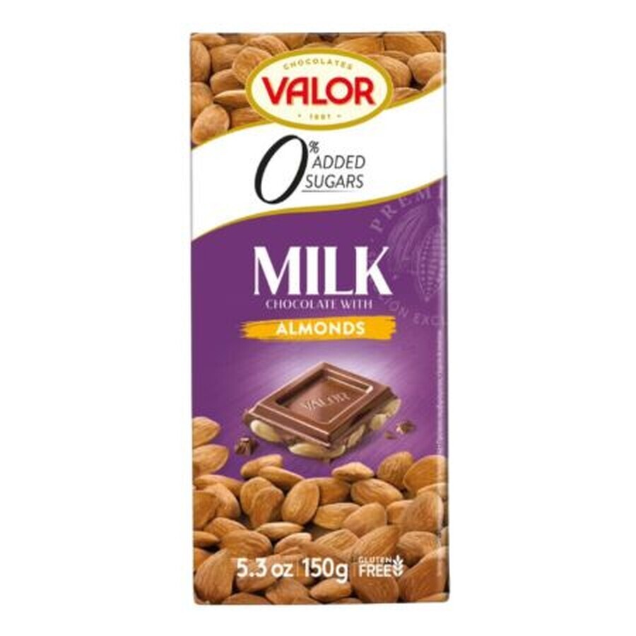 Chocolate con leche y almendras sin azúcar, 150 g, Valor