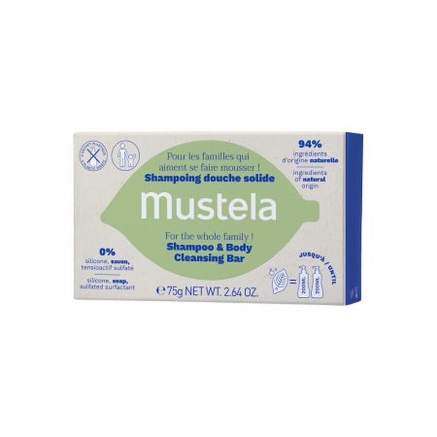 Sampon solid pentru par si corp, 75 g, Mustela