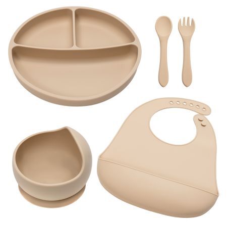 Set di deviazione classico in silicone, 6 mesi+, Beige a bolle, Appekids