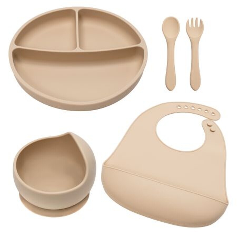 Klassisches Ablenkungsset aus Silikon, 6 Monate+, Blase Beige, Appekids