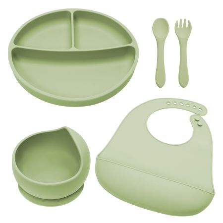 Juego de desvío clásico de silicona, 6 meses+, Verde crudo, Appekids