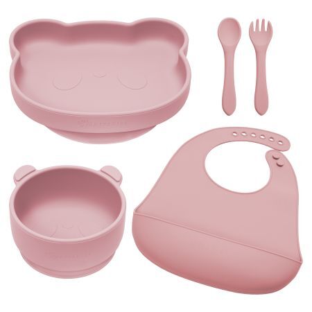 Set di deviazione in silicone Panda, 6 mesi+, Old Rose, Appekids