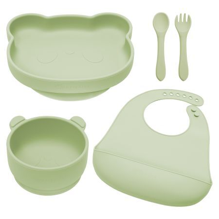 Set di deviazione in silicone Panda, 6 mesi+, Verde crudo, Appekids