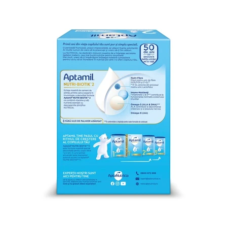 Lapte praf Aptamil NUTRI-BIOTIK 2, 2 x 600 g, 6-12 luni, Nutricia