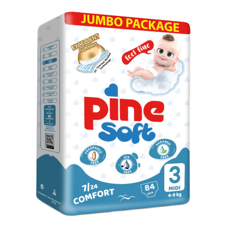 PINE Pañales midi 4-9 kg talla 3 x 84 unid.