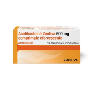 Zentiva Acetilcisteína, 600 mg, 10 comprimidos efervescentes, Zentiva