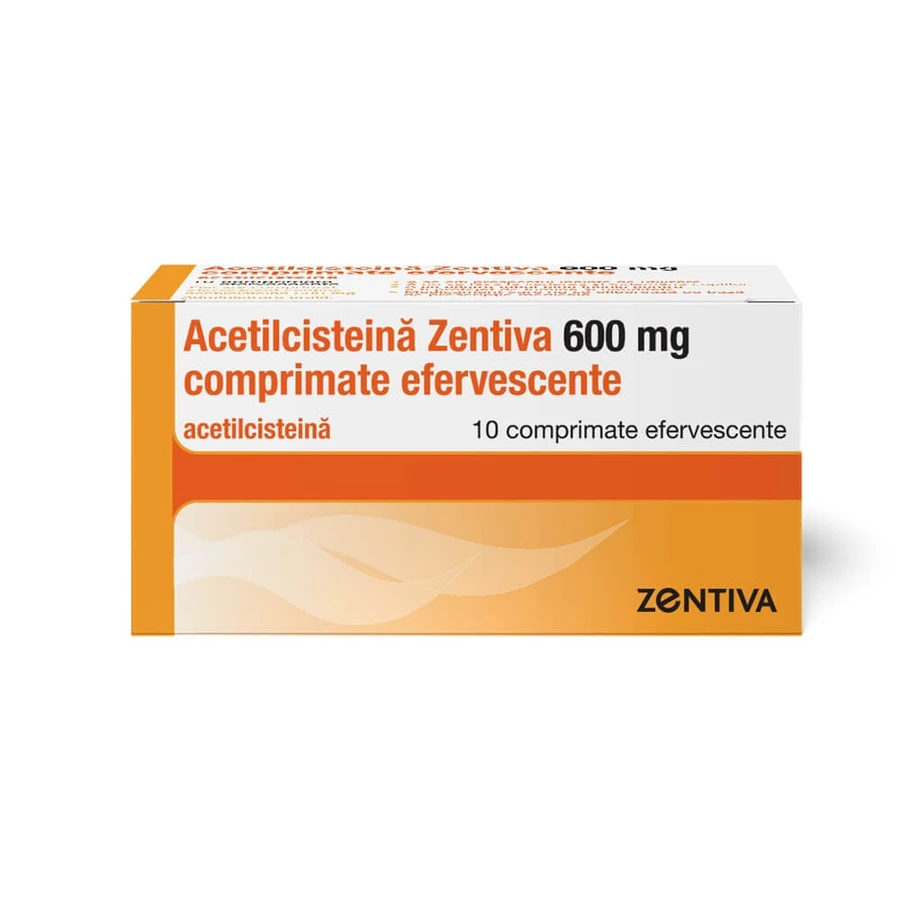 Zentiva Acetilcisteína, 600 mg, 10 comprimidos efervescentes, Zentiva