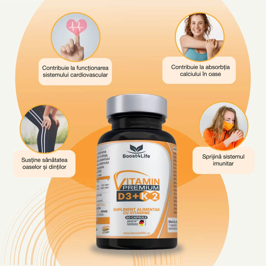 Vitamina D3 + K2 Premium GreenCaps, 60 cápsulas, Boost4Life