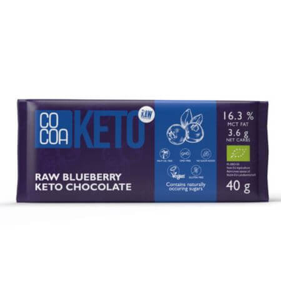 Chocolate ecológico con arándanos Keto, 40 g, Cacao