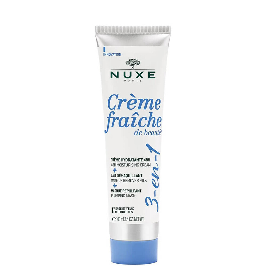 Crème hydratante 3 en 1 pour tous types de peaux Crème Fraiche de Beauté, 48H, 100 ml, Nuxe