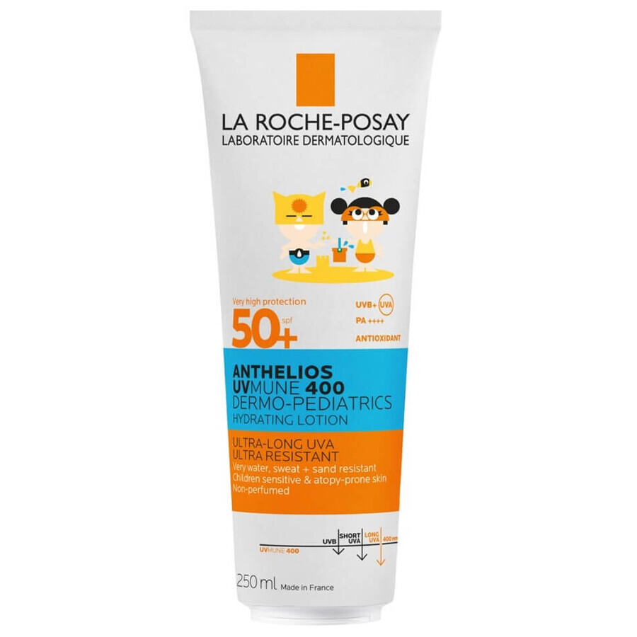 Anthelios Dermo-Pediatrics Lozione idratante con SPF 50+ per viso e corpo dei bambini, 250 ml, La Roche-Posay