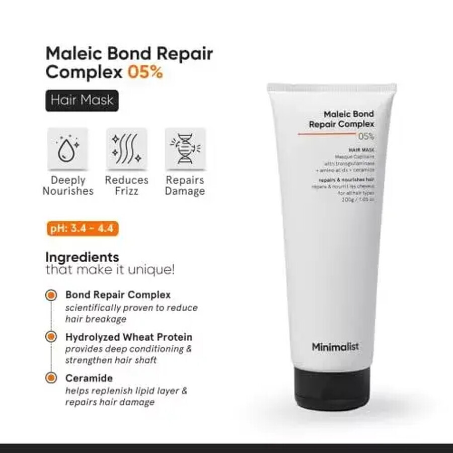 Mascarilla reparadora capilar Maleic Bond Repair Complex 0,5%, 200 ml, Minimalista