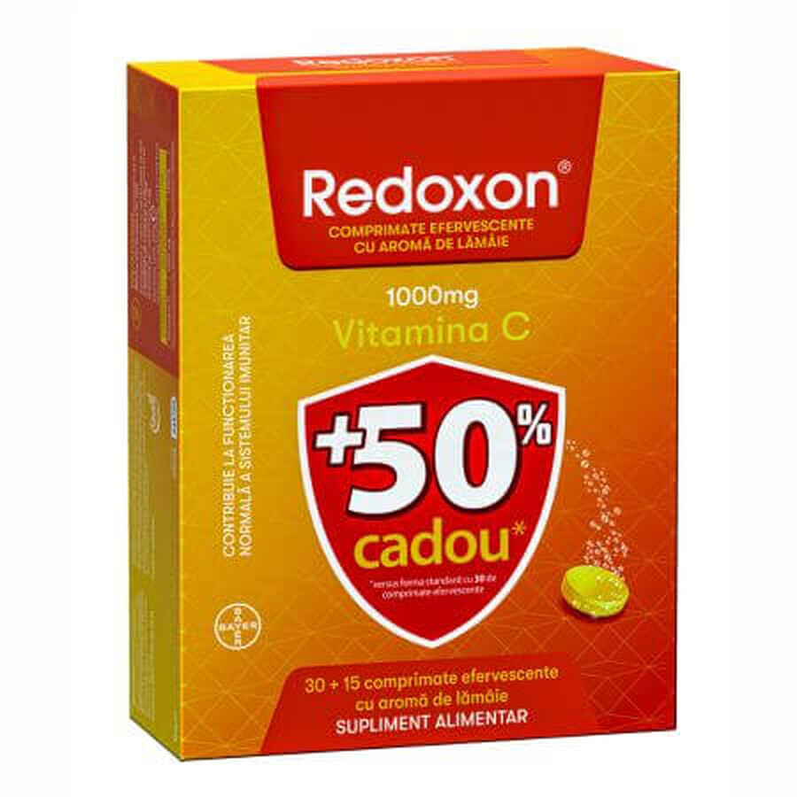 Redoxon Vitamina C Pack, 1000mg, 30+15 Comprimidos Efervescentes, Limón, Bayer