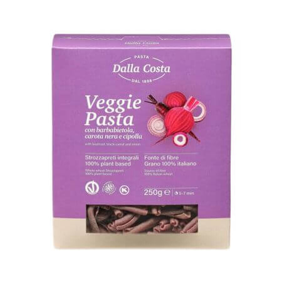 Pâtes complètes à la betterave, à la carotte noire et à l'oignon Strozzapreti, 250 g, Dalla Costa