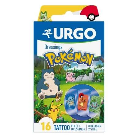 Parches para bebés Pokemon Tattoo, 16 piezas, Urgo