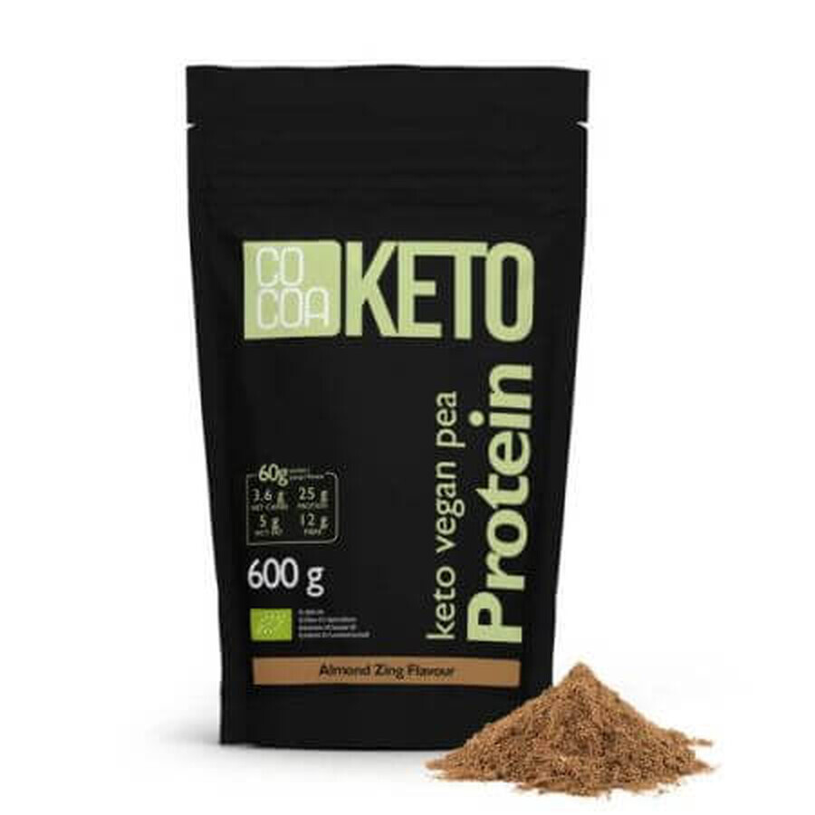 Proteína de Guisante Ecológica en Polvo con Sabor Keto de Almendra, 600 g, Cacao