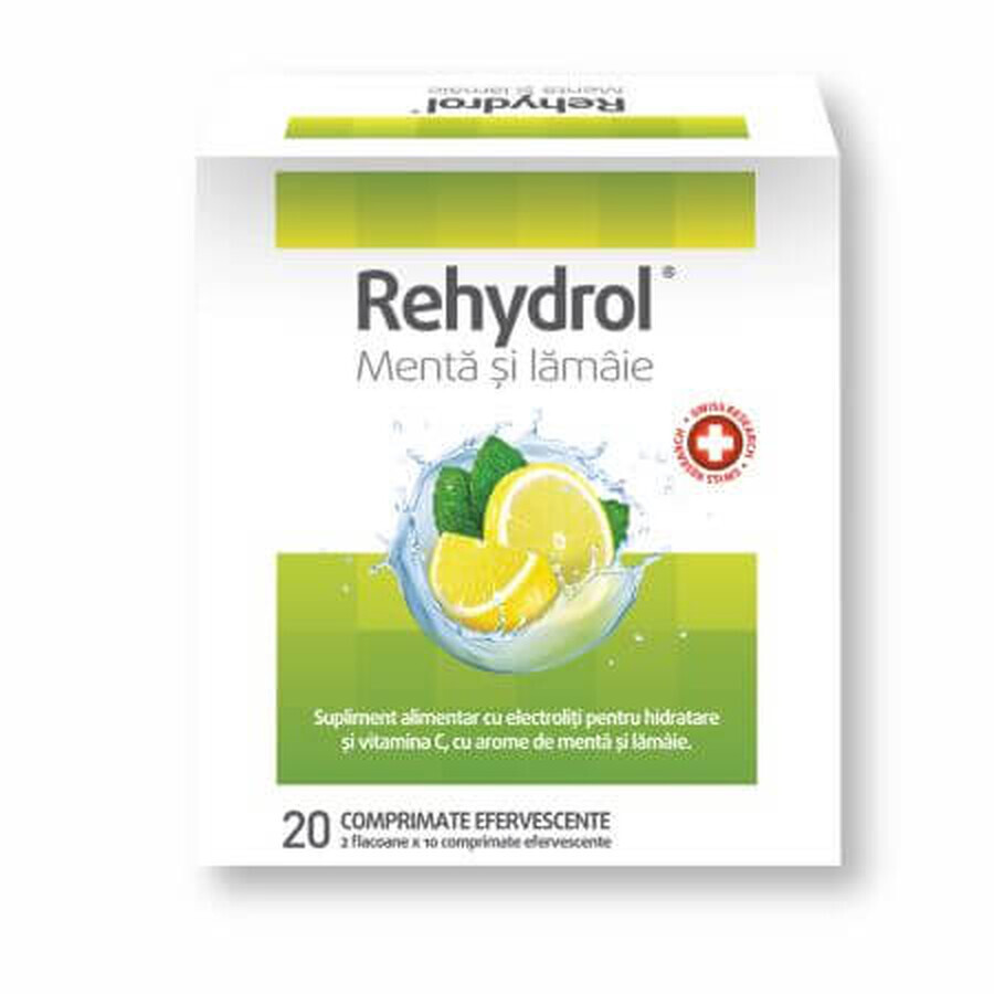 Rehydrol with Mint and Lemon flavour, 20 effervescent tablets, MBA Pharma