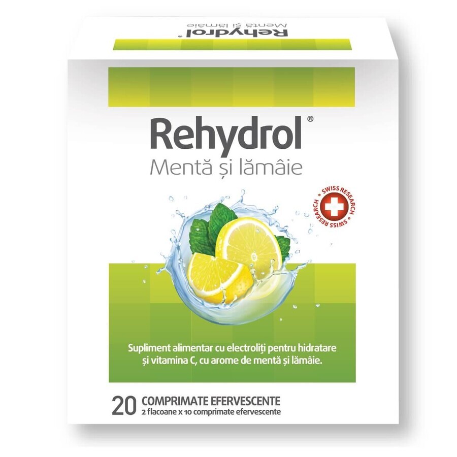 Rehydrol with Mint and Lemon flavour, 20 effervescent tablets, MBA Pharma