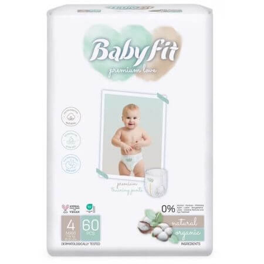 Pañales ecológicos Jumbo Maxi, nº 4, 7-18 kg, 60 unidades, Babyfit