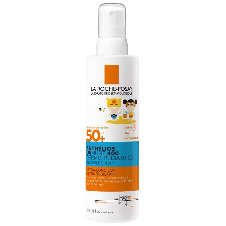 Spray invizibil cu protectie solara SPF50+ fata si corp pentru copii Anthelios Dermo-Pediatrics, 200 ml, La Roche-Posay