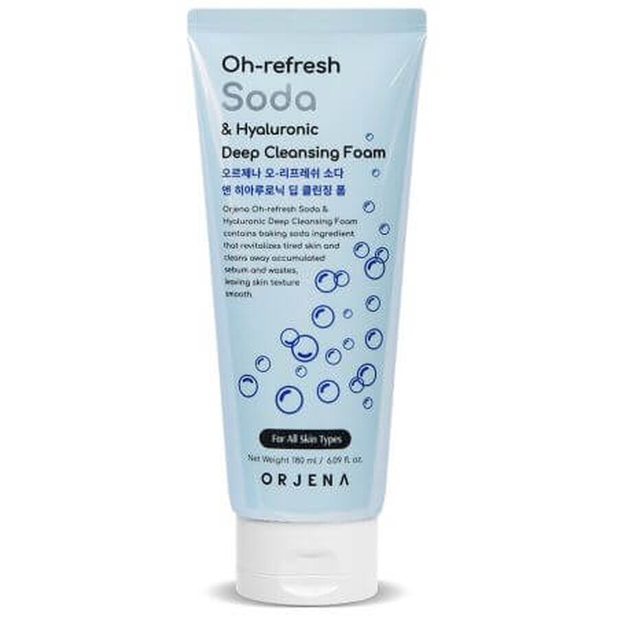 Oh-Refresh Espuma Limpiadora Suave con Sosa y Ácido Hialurónico, 180 ml, Orjena