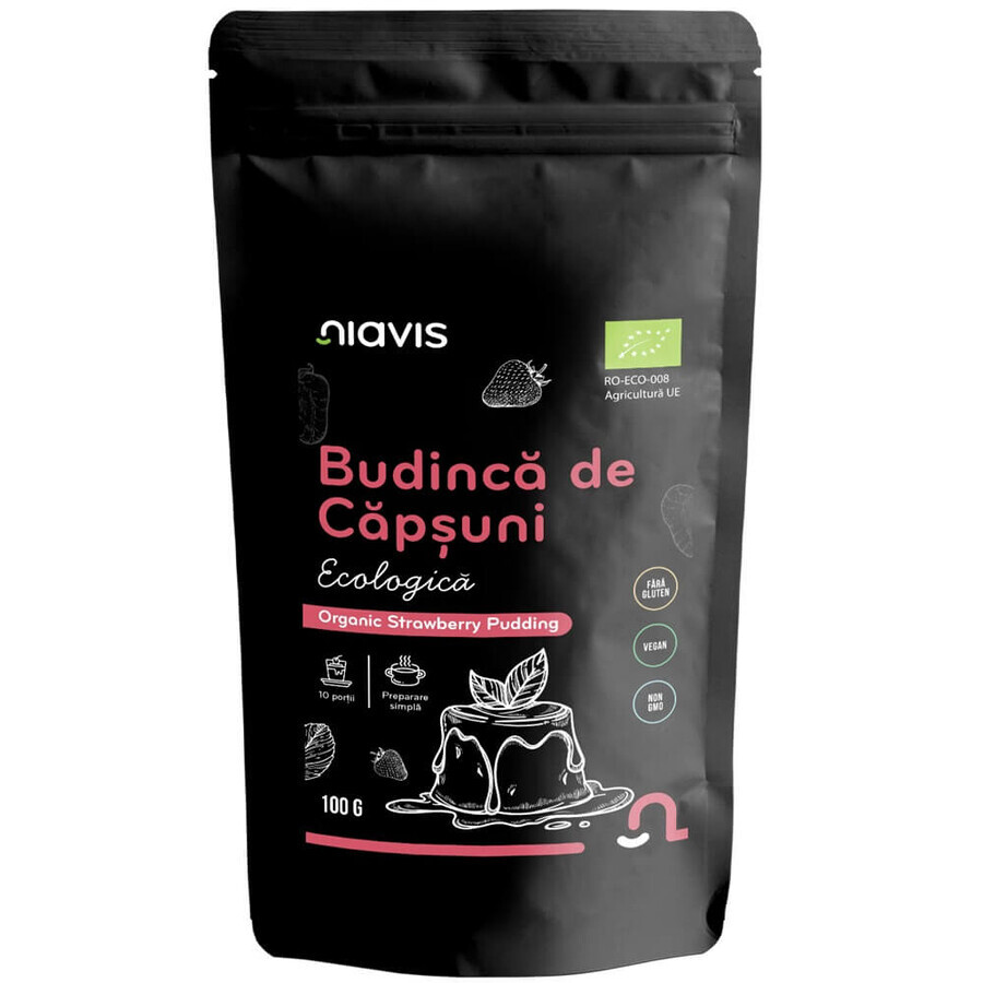 Pudding de fresa ecológico sin gluten, 100 g, Niavis