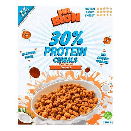 Cereale proteice cu cocos, vegane, fara zahar si fara gluten, 250 g, Mister Iron