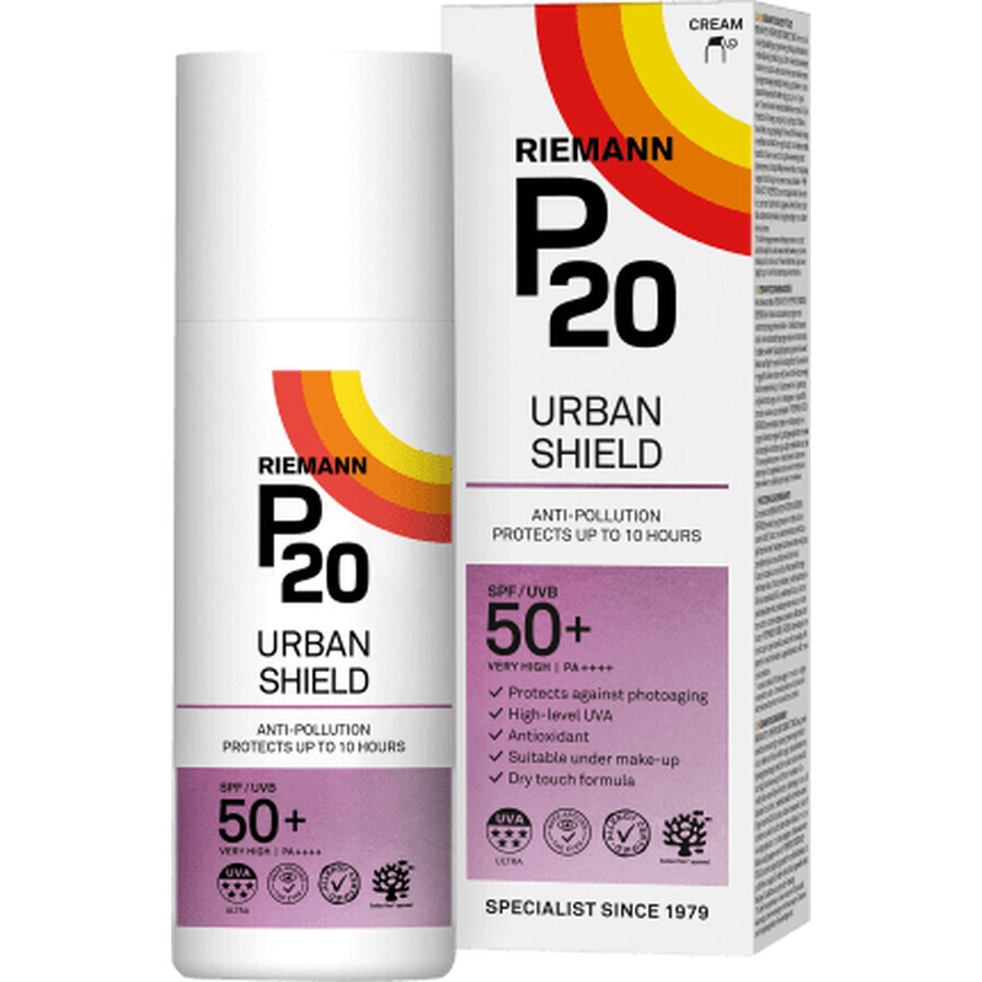 Urban Shield SPF 50+ P20 Gezichtscrème tegen de zon, 50 ml, Riemann