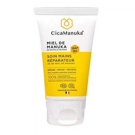 Crema de manos reparadora con 5% de miel de Manuka IAA15+, bio, 50 ml, CicaManuka