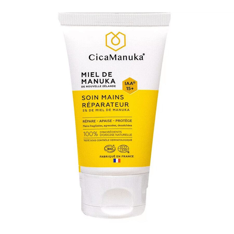 Crema mani riparatrice con 5% di miele di Manuka IAA15+, biologica, 50 ml, CicaManuka