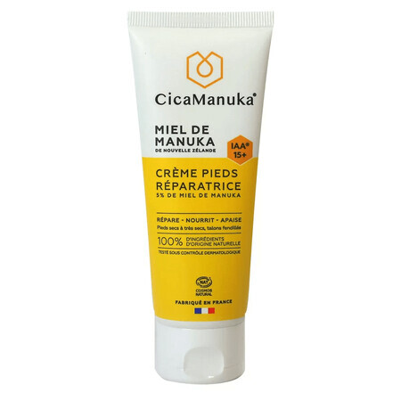 Crema reparadora para pies con 5% de miel de Manuka IAA15+, bio, 75 ml, CicaManuka