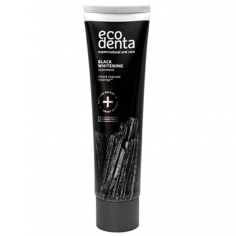 Dentífrico con carbón vegetal y Teavigo Black Whitening, 75 ml, Ecodenta