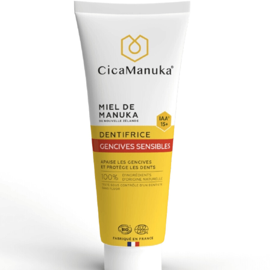 Dentifrice pour gencives sensibles au miel de manuka IAA15+, bio, 75 ml, CicaManuka