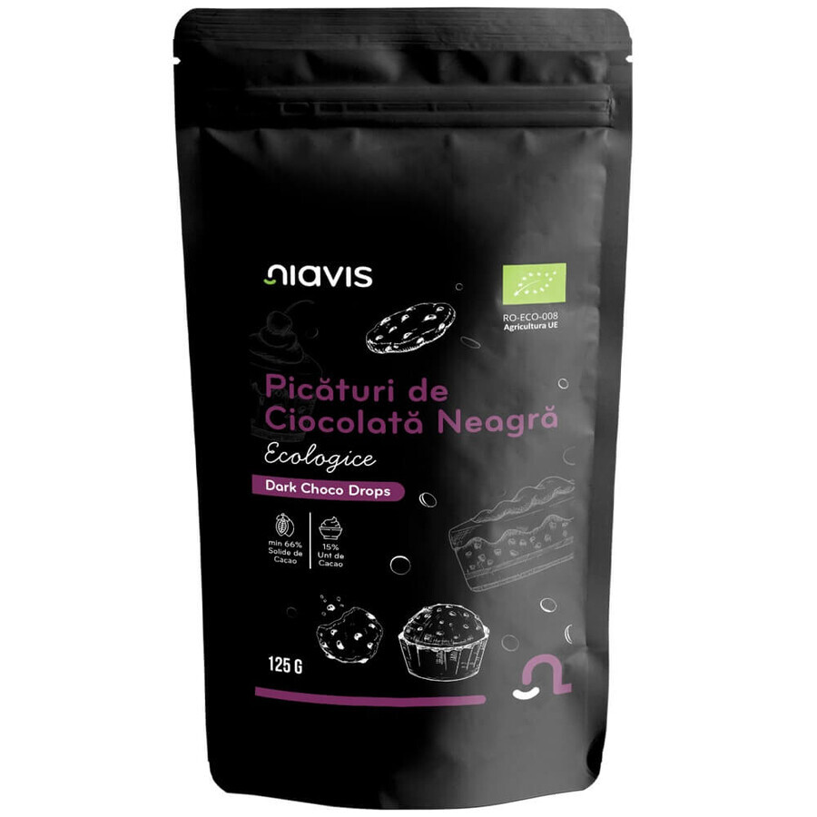 Gocce di cioccolato fondente biologico, 125 g, Niavis