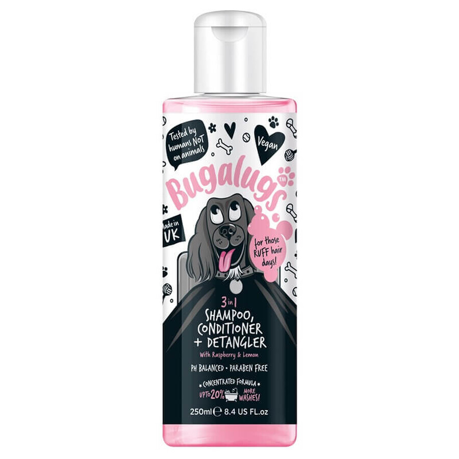 Shampoo 3 in 1 al lampone per cani Bugalugs, 250 ml, Lakeland Cosmetics