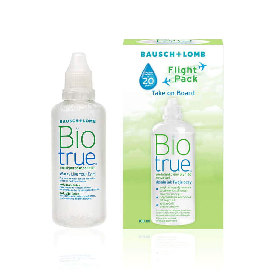 Biotrue Multi-Purpose Solution Flight Pack, 100 ml, Bausch Lomb