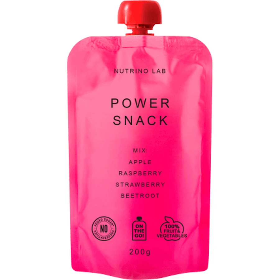 Nutrino Lab Power Snack, purea di mela, lampone, fragola e barbabietola, 200 g