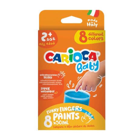 Acuarela Finger Baby, +2 años, 8 x 50 ml, Carioca