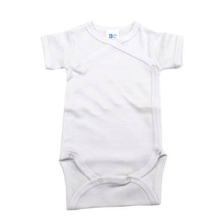 Body din bumbac cu maneca scurta Rib, 0-3 luni, Alb, Baltic Bebe