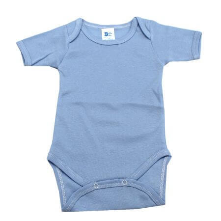 Ribkatoenen romper met korte mouw, 3-6 maanden, Blauw, Baltic Bebe