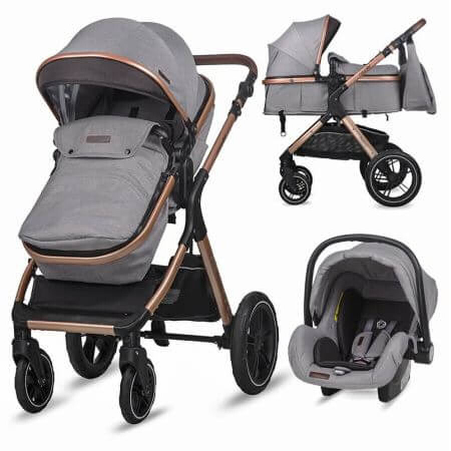 Cochecito transformable Melora 3 en 1, Gris claro, Coccolle