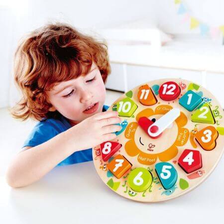 Horloge en bois, +3 ans, Hape