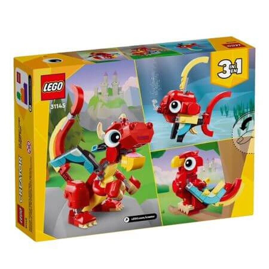 Dragon rouge, +6 ans, 31145, Lego Creator 3 en 1