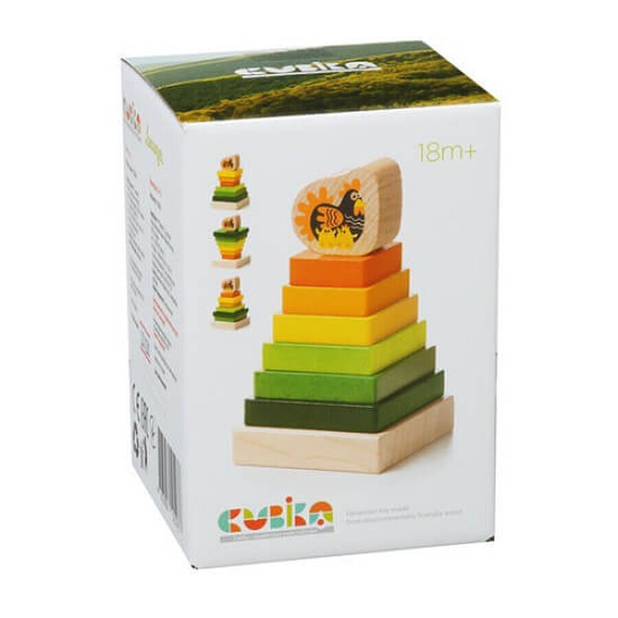 Houten speelgoed Piramide 2, +18 maanden, Cubika,