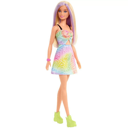 Muñeca Barbie Fashionista, la rubia con tirantes morados, Barbie