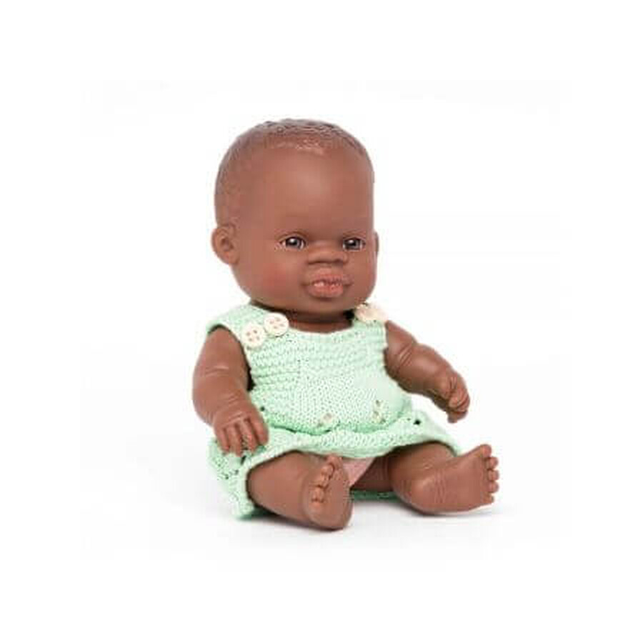 Muñeca bebé educativa, 21 cm, niña africana, Miniland