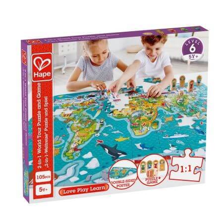 Puzzle 2 in 1 per il giro del mondo, +5 anni, Hape