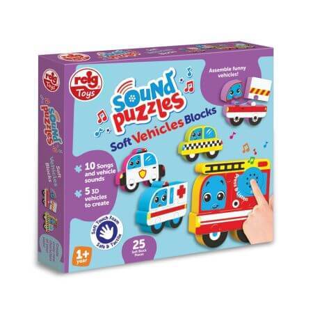 Puzzle Blocks cu sunete, +1 an, Vehicule, Reig