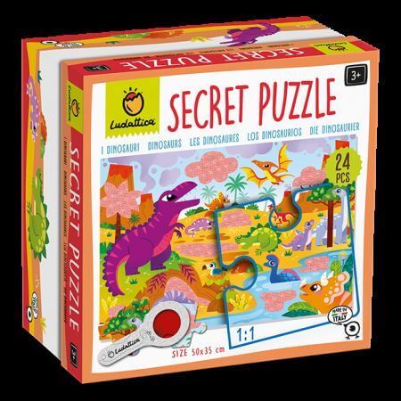 Puzzle con pequeños secretos Dinosaurios, +3 años, Ludattica