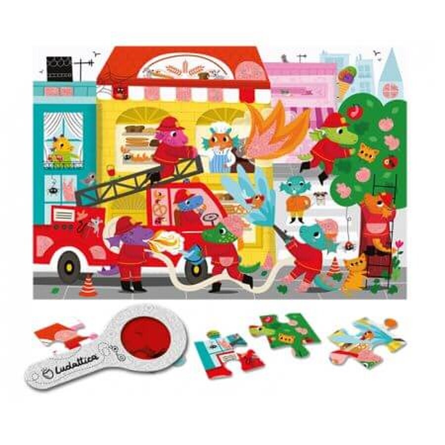 Puzzle con pequeños secretos Bomberos, +3 años, Ludattica